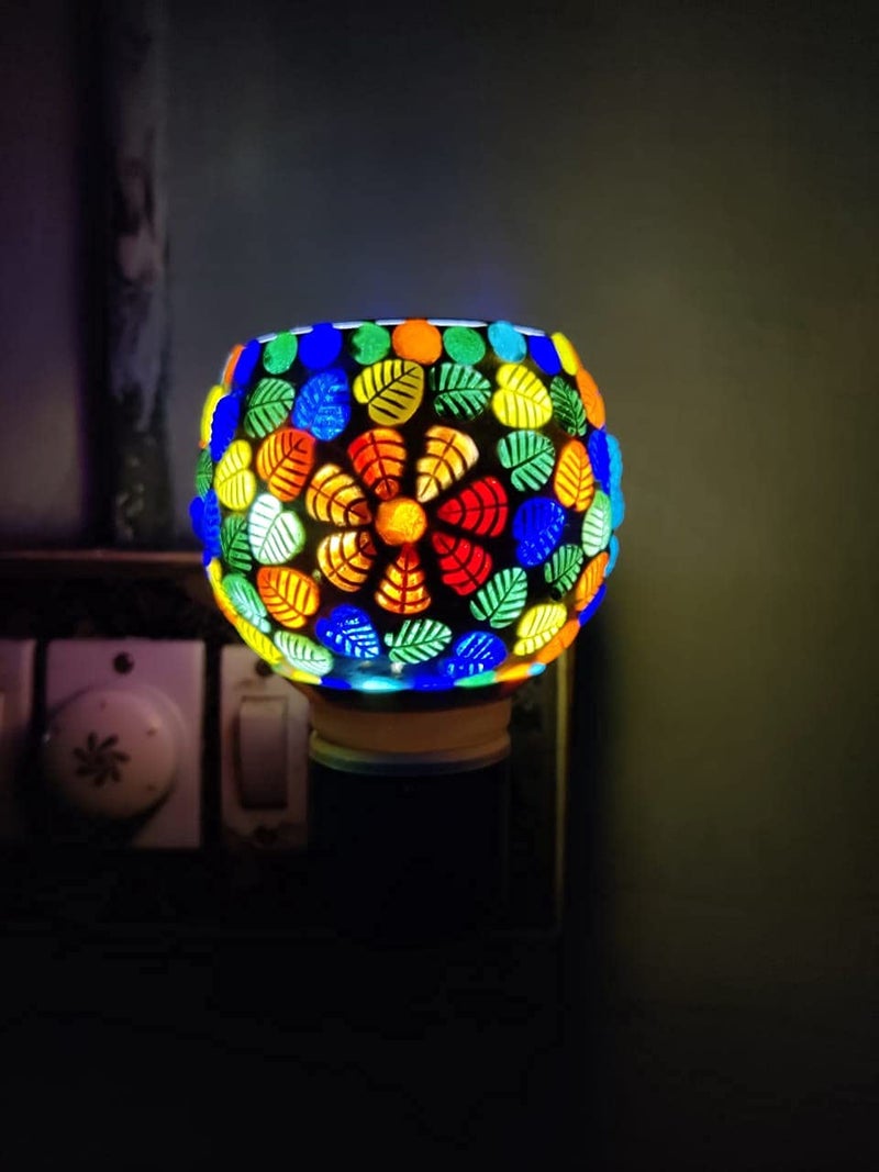 SHREE HANS CREATION | Kapur Dani Electrical Camphor Diffuser. Glass Kapoor Dhani & Essential Oil Diffuser with On Off Switch to Toggle Between Burner & Lamp (Heart Shape Leaf) - Image 1