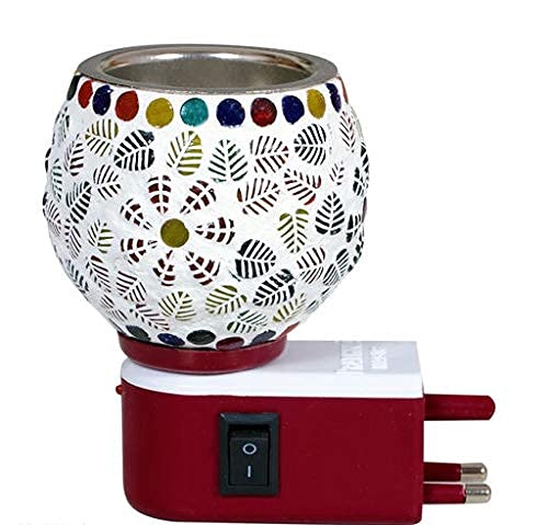SHREE HANS CREATION | Kapur Dani Electrical Camphor Diffuser. Glass Kapoor Dhani & Essential Oil Diffuser with On Off Switch to Toggle Between Burner & Lamp (Heart Shape Leaf) - Image 5