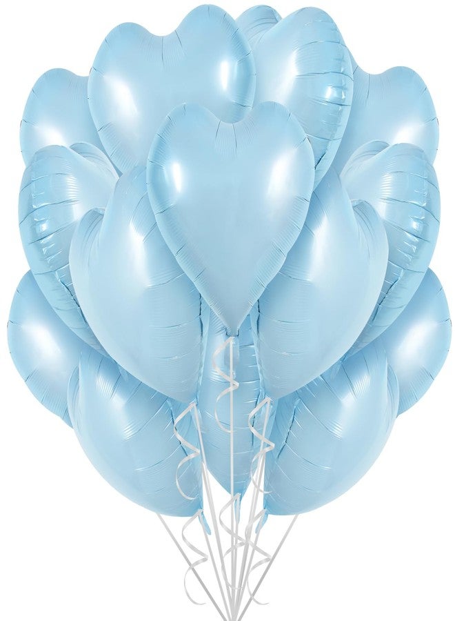 TONIFUL 30Pcs 18 Inch Baby Blue Heart Balloons Pastel Blue Heart Shape Foil Mylar Balloons Decoration for Birthday Valentine's Day Wedding Bridal Shower Anniversary Engagement Party Supplies - Image 1