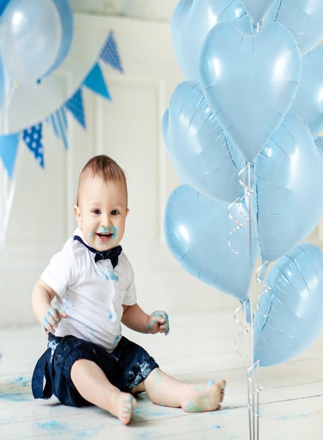 TONIFUL 30Pcs 18 Inch Baby Blue Heart Balloons Pastel Blue Heart Shape Foil Mylar Balloons Decoration for Birthday Valentine's Day Wedding Bridal Shower Anniversary Engagement Party Supplies - Image 5