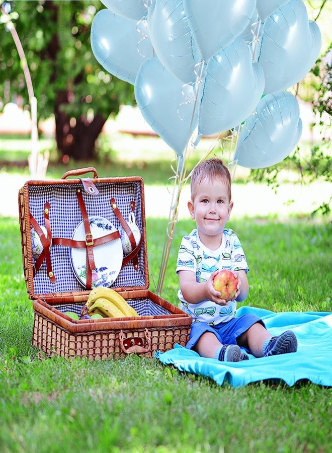 TONIFUL 30Pcs 18 Inch Baby Blue Heart Balloons Pastel Blue Heart Shape Foil Mylar Balloons Decoration for Birthday Valentine's Day Wedding Bridal Shower Anniversary Engagement Party Supplies - Image 3