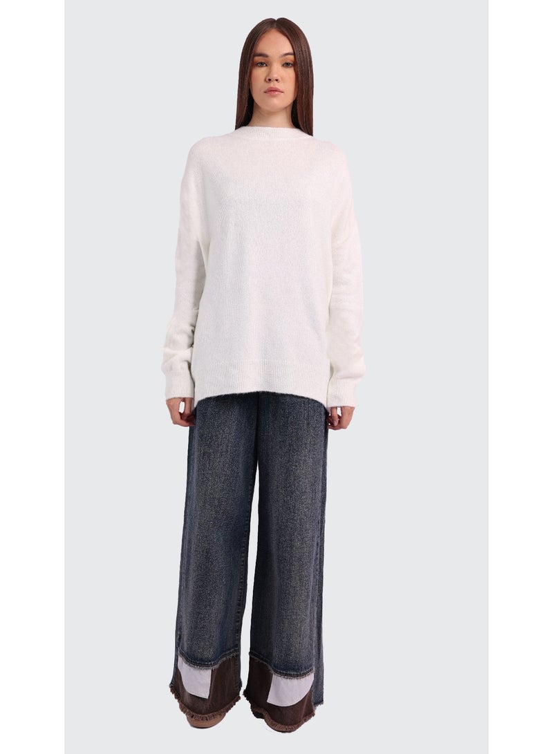 KYVELi Women’s Oversized Soft Knit Sweater – White - Image 2