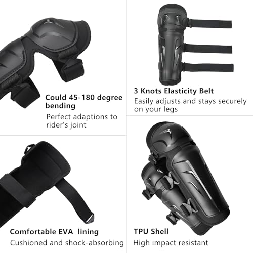 AIDY-PRO Motocross Knee Pads Motorcycle Elbow Pads, Adjustable Motorcycle Elbow Guards Leg Armor Protection, Crashproof Motocross Knee and Shin Guards for Men Dirt Bike Racing Protective Gear 4Pcs - Image 3