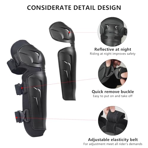 AIDY-PRO Motocross Knee Pads Motorcycle Elbow Pads, Adjustable Motorcycle Elbow Guards Leg Armor Protection, Crashproof Motocross Knee and Shin Guards for Men Dirt Bike Racing Protective Gear 4Pcs - Image 2
