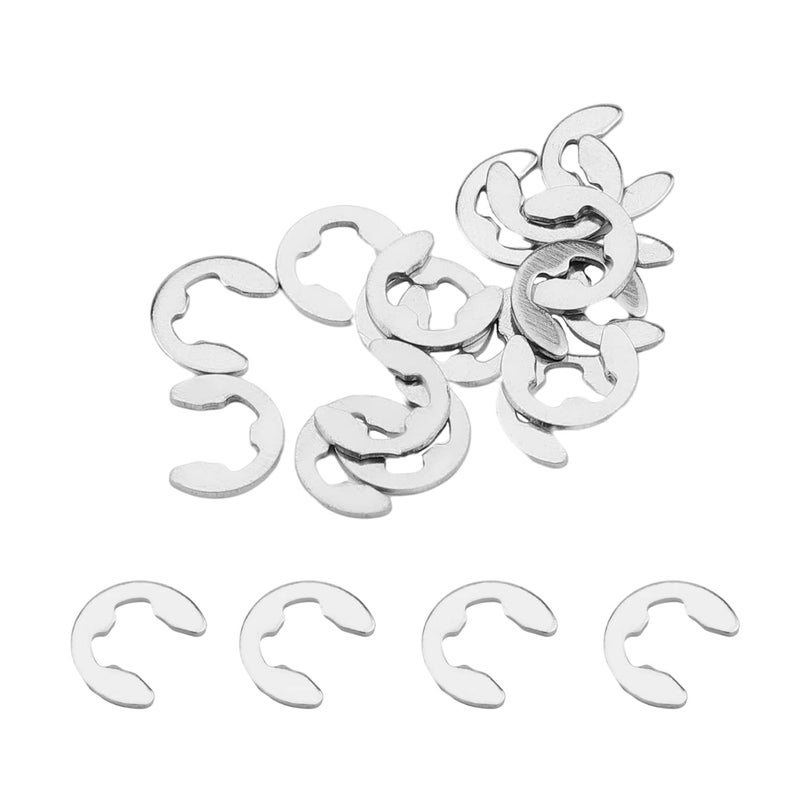 MroMax MroMax 100Pcs External Circlips, M5 External Retaining Rings, 304 Stainless Steel E-Clip Retaining Shaft Snap Rings for Automobiles, Valves, Electrical and Bearings  - Image 1