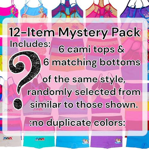 ToBeInStyle Girls' Pack of 6 Random Print Assortment Cami Top and Bottom Sets (12 Pieces) - S - Image 2