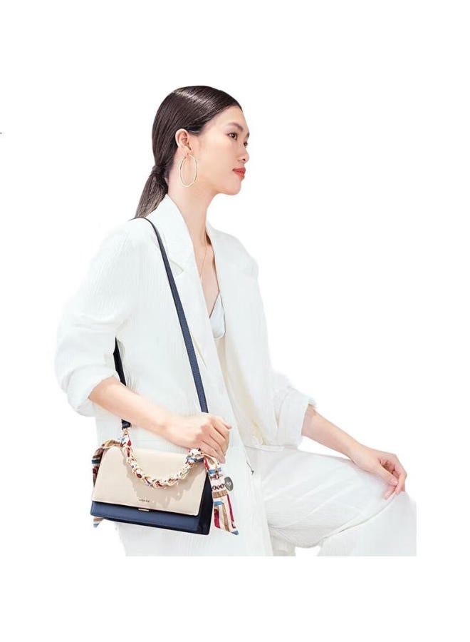 Hongu Honggu Ladies' Chain Bag, Contrasting Color Shoulder Handbag, Silk Scarf Bag, Cowhide Crossbody Bag, Qixi Gift For Girlfriend - Image 1