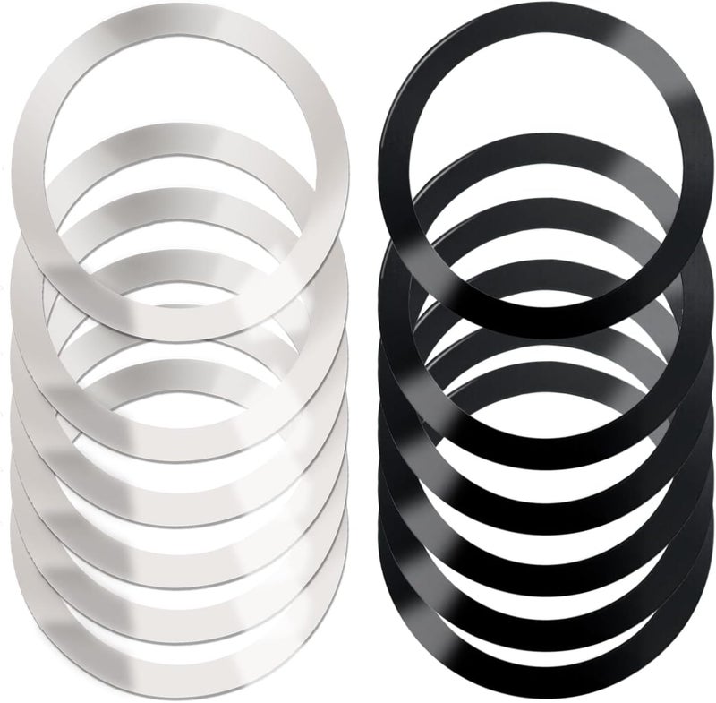 IOUALEY Multi-use well-engineered build 12 Pack Universal Metal Rings Compatible with MagSafe Magnetic Wireless Charger, Ultra Thin Rings Sticker Compatible with iPhone 15 14 13 12 Pro Mini Max Galaxy S21 Car Charger (NO Magnet), 2 Colors Easy daily handling design - Image 1