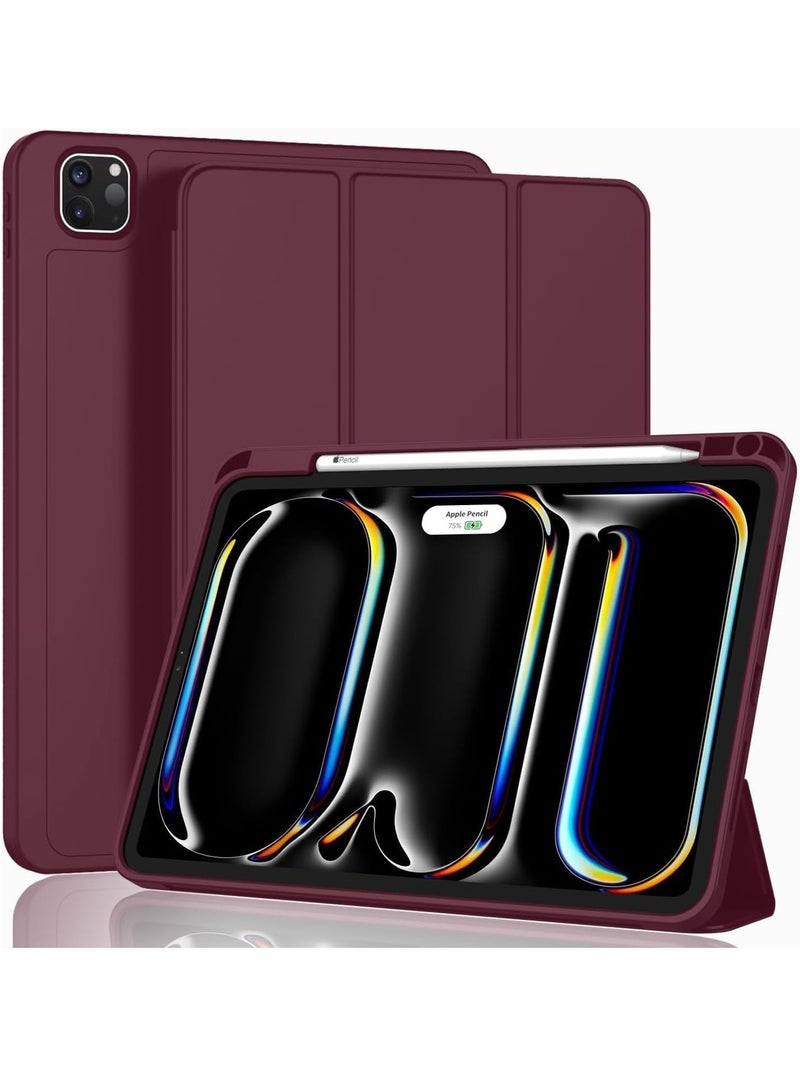 MIGOFAST IPad Pro 11 Inch Case 2024 M4 with Pencil Holder  Trifold Stand with TPU Back Shockproof AND Support Apple Pencil Pro/USB-C Brown - Image 1