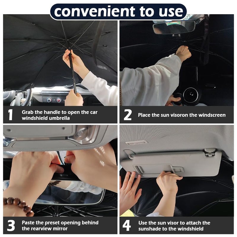 carleef Car Windshield Sun Shade,Foldable Car Shade Umbrella for Blocking Sunlight & Insulating Heat,Portable Windshield Cover Sun Shades Cars Interior Accessories for Cars SUVs - Image 5