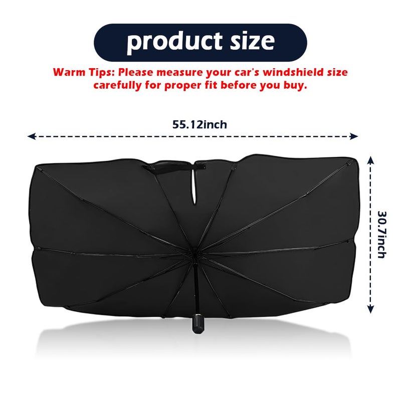 carleef Car Windshield Sun Shade,Foldable Car Shade Umbrella for Blocking Sunlight & Insulating Heat,Portable Windshield Cover Sun Shades Cars Interior Accessories for Cars SUVs - Image 2