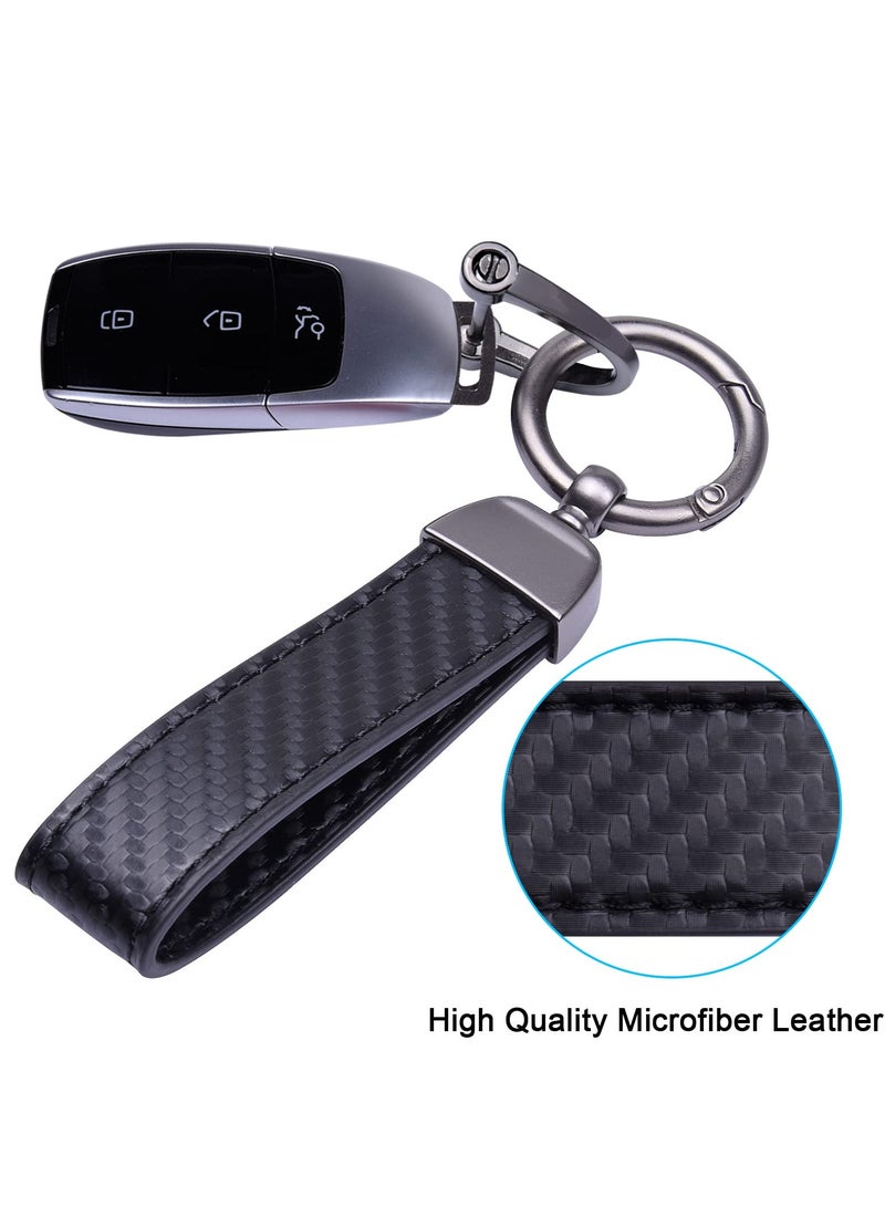 SYOSI Carbon Fiber Style Car Keychain Microfiber Leather Key Chain Universal FOB Holder for Men and Women with Anti-lost D-ring 2 Keyrings - Image 5