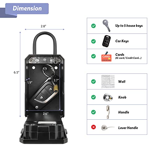 CATCHFACE Smart Box Lock,CATCHFACE Key Lock Box 5-in-1 Bluetooth Lock Box Support TTLock APP and Share ekey Bluetooth Key Lockbox for Door Handle and Wall Smart lockbox for Apartment Realtor Office Home[New] - Image 4