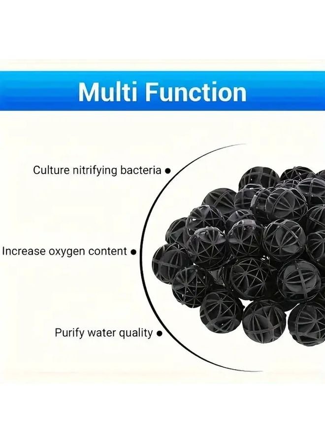 200 قطعة من كرات الفلتر البيوكيميائية من البولي فينيل كلوريد الأسود بقطر 0.63 بوصة لتعزيز الوضوح والأكسجين ونمو البكتيريا لأحواض السمك والمسابح - Image 3