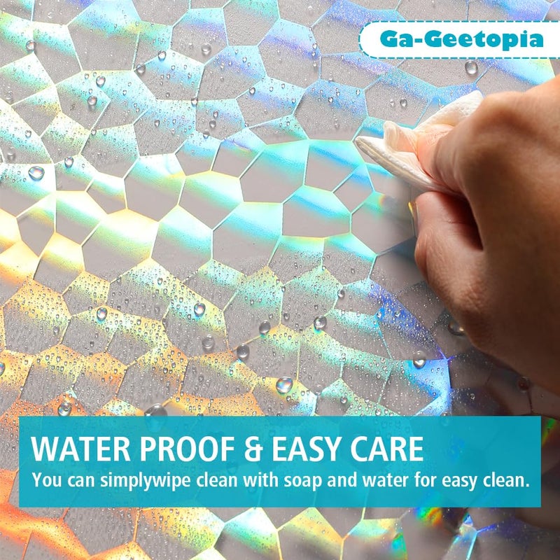 Ga-Geetopia Holographic Extra Long 3D EVA Shower Curtain Liner Water Cube, 72x80 Premium Light Weight Clear Plastic Bathroom Shower Curtain with Rustproof Metal Grommets - Image 4