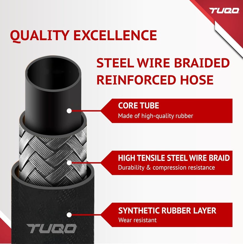 TUQO خرطوم / أنبوب غسالة الضغط M22-15mm | 7 أمتار | مضفر بالفولاذ | نواة مطاطية | متين | مقاوم للانحناء | مع ختم O-Ring - خالي من التسرب | متوافق مع معظم علامات غسالات الضغط الكهربائية | AW06 - Image 3