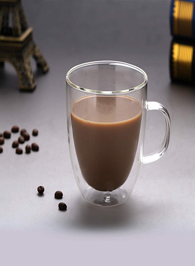 باسكيتي أكواب قهوة زجاجية من باسكتي - كوب معزول بجدار مزدوج سعة 350 مل مع مقبض، مثالي للاتيه، والأمريكانو، والكابتشينو، وأكياس الشاي، والمشروبات. (عبوة من قطعتين) - Image 4