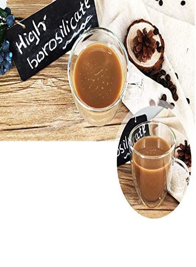 باسكيتي أكواب قهوة زجاجية من باسكتي - كوب معزول بجدار مزدوج سعة 350 مل مع مقبض، مثالي للاتيه، والأمريكانو، والكابتشينو، وأكياس الشاي، والمشروبات. (عبوة من قطعتين) - Image 3