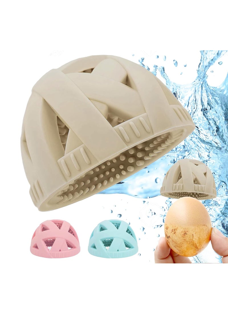 Fresh Egg Washer, Reusable Silicone Cleaner and Kitchen Brush Tools - Egg Brush for Cleaning Fresh Eggs, Fresh Egg Cleaner (Brown)  - Image 1