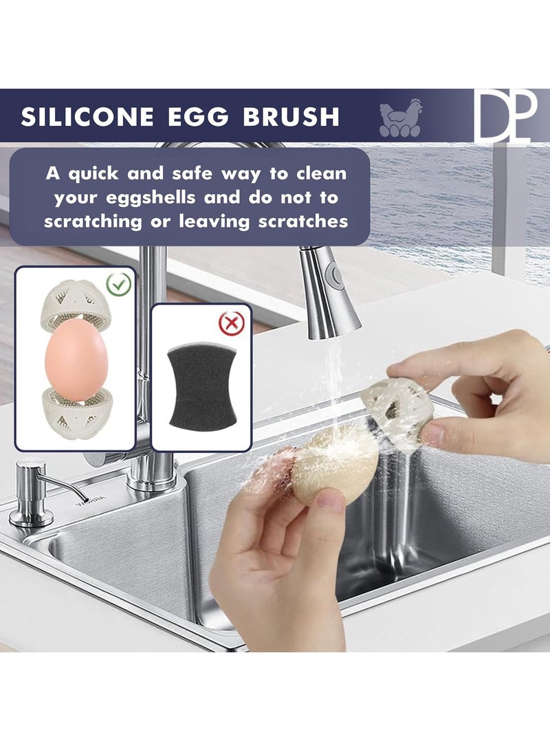 Fresh Egg Washer, Reusable Silicone Cleaner and Kitchen Brush Tools - Egg Brush for Cleaning Fresh Eggs, Fresh Egg Cleaner (Brown)  - Image 4