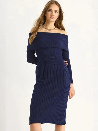 Bianco Lucci LUCCI Ribbed Midi Dress