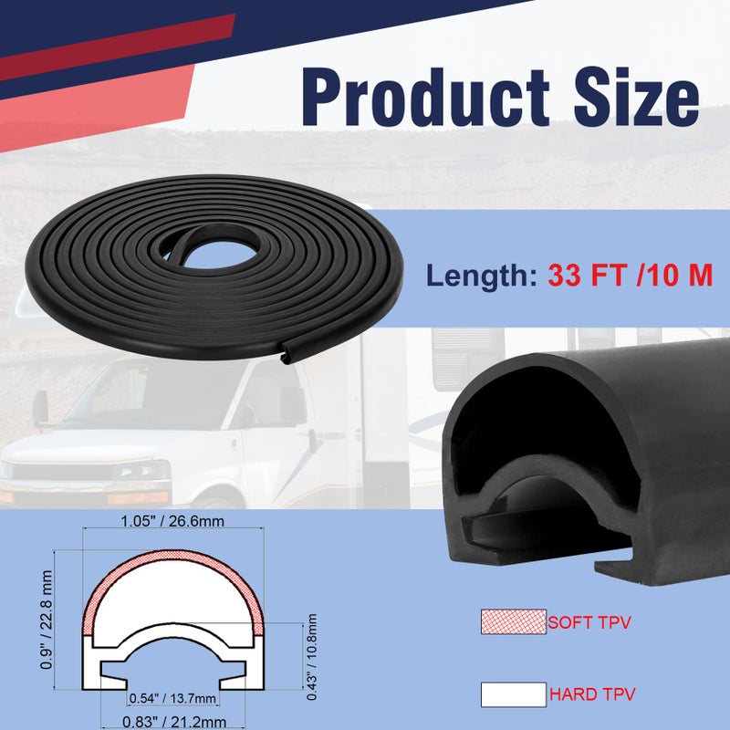 Sienson Combo RV Slide Out Seal Kit Replace 018-312-EKD & 018-341 EK,1' * 15/16" * 35' D-Seal Wiper & 1/2' * 2.75" * 35â€™ Travel Trailer Weather Stripping Clip Base,Black Rubbers for Camper Slideout System - Image 5
