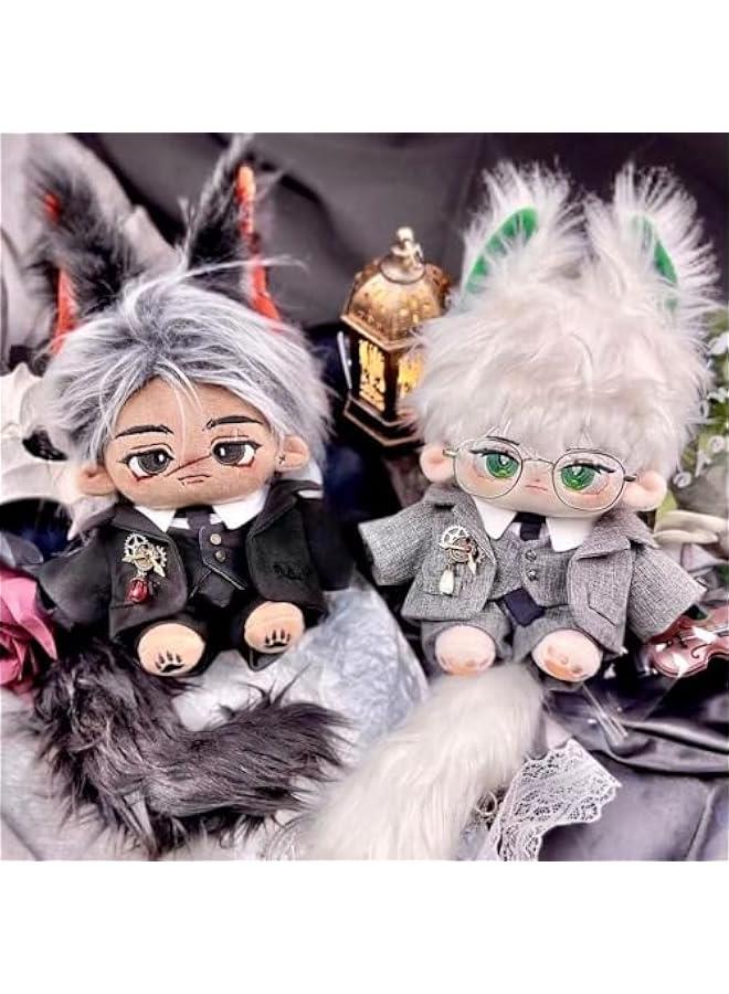 Arabest 20cm Plush Doll Clothes Coat Shirt Pants Vest Belt Tie Accessories Suit 8in Doll Dress Up (Black)  - Image 4