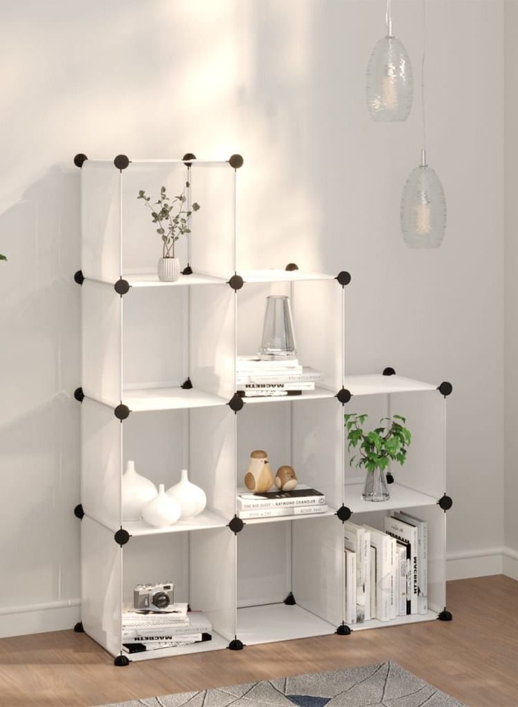 9 Cube Plastic Shoe Storage Organizer Units, Stackable Shoe Organizing Rack, Closed Shoe Organizer Boxes Bins with Doors, Space Saving Shoe Storage Cabinet - Image 4