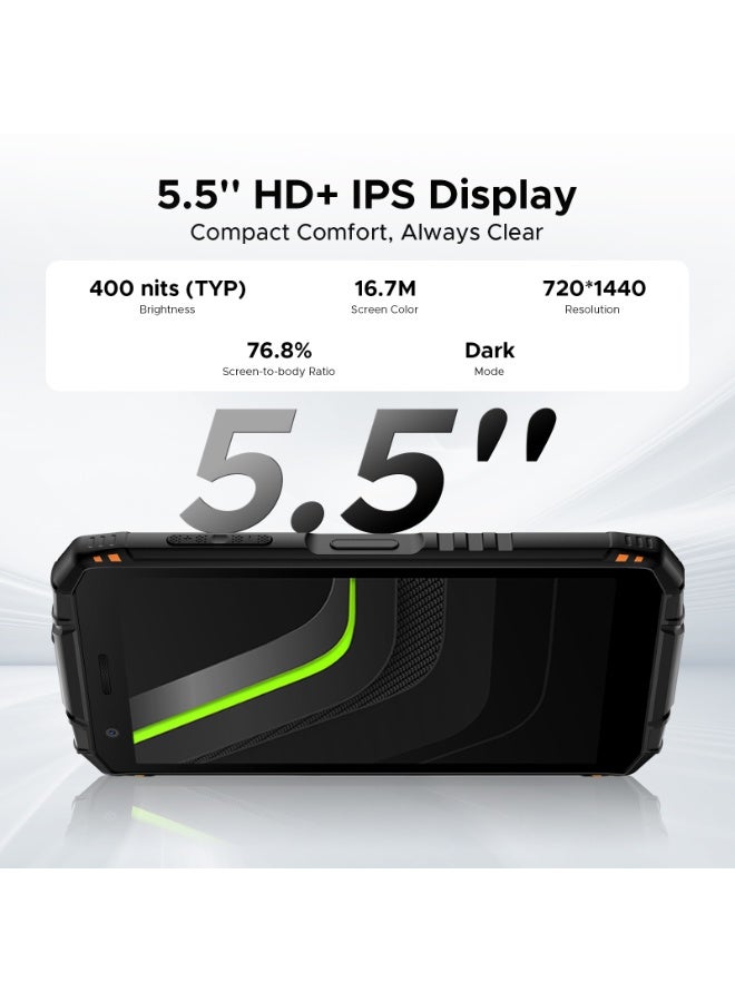DOOGEE Fire 3 Pro Rugged Phone, Android 16 Rugged Smartphone, 24GB(4+20 Extended)+128GB, 5.5 Inch HD+ Display, 8350mAh/18W, UNISOC T7200 Octa-Core, Finger ID/Face ID/NFC - Image 3