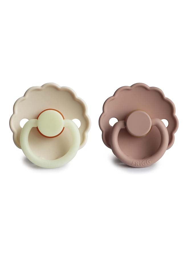 FRIGG Daisy Latex Baby Pacifier 0-6M 2-Pack Blush Night/Cream Night - Size 1