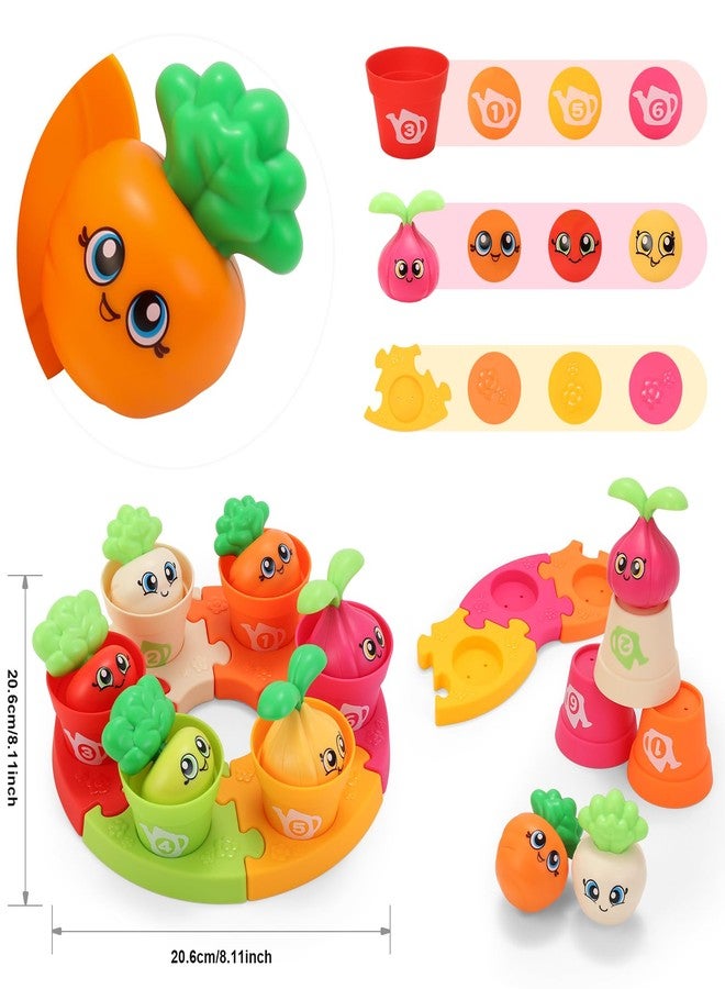 MOONTOY Baby Montessori Stacking Toys Learning Toys for 1 + Year Old 18pcs Plant Flower Pots & Puzzles Set, Color Sorting Toys for Toddlers 1-3, Birthday Gifts for 2 Year Old Girls Boys - Image 4