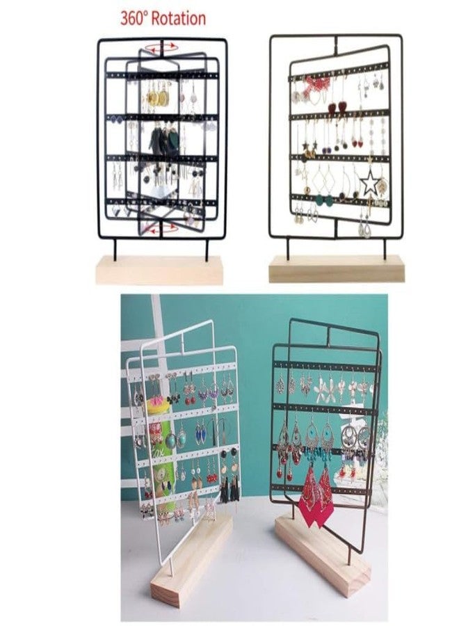 Loop Group 360 Degree Rotating Earring Stand 4 Tier Layer 80 Holes Metal Stand Organizer Jewelry Display Stands Earring Organizer Stand Assorted - Image 5