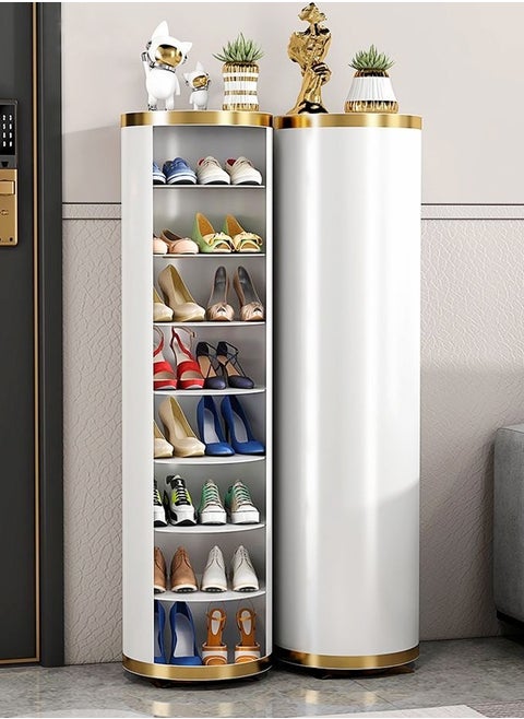 8 Layers Modern Design Portable 360 Degree Rotating Shoe Cabinet Durable Shoe Rack for Entryway Shoe Storage Organizer Stand 32x120 cm (Fully Assmebled)