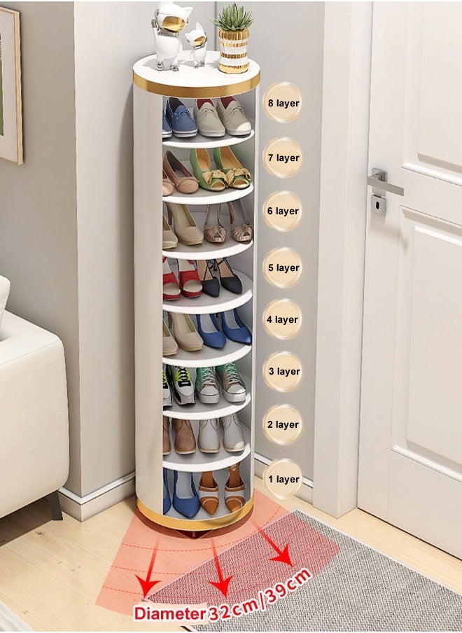 fashionhome - 8 Layers Modern Design Portable 360 Degree Rotating Shoe Cabinet Durable Shoe Rack for Entryway Shoe Storage Organizer Stand 32x120 cm (Fully Assmebled) - Image 1