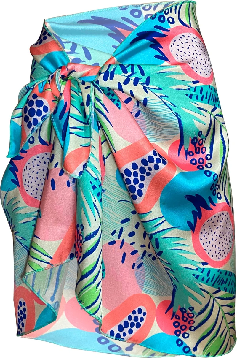 Bolder Sakura Green Dragon Fruit Satin Sheer Pareo (147*55)