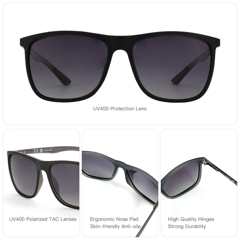 ZENOTTIC Square Polarized Sunglasses for Men - Ultralight Carbon Fiber Sun Glasses Driving Fishing Cycling Golf Sports UV400 Protection - Image 4