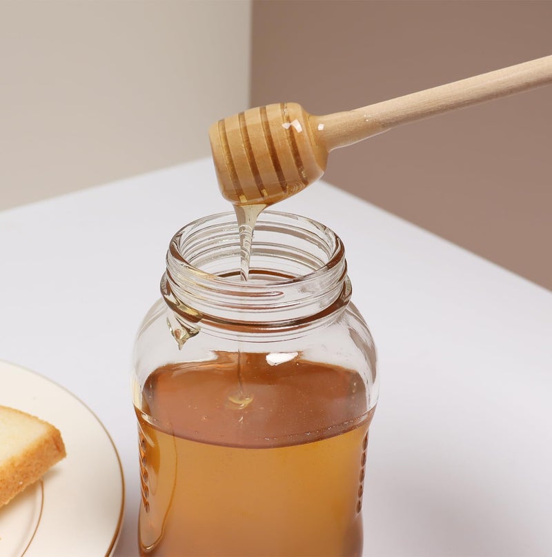 DEROWER 6.3Inch Wooden Honey Dipper Sticks: Long Handle Coffee Stirring Spoons - Honey Comb Sticks - Honey Wand for Honey Jar Dispense Drizzle Honey Wedding Party Favors - Image 4