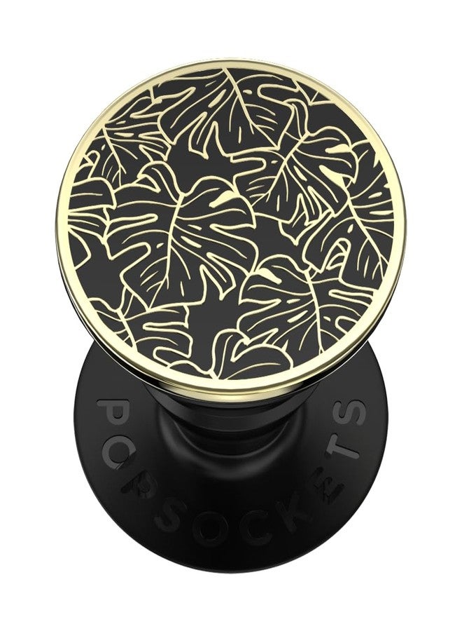 PopSockets Phone Grip with Expanding Kickstand, Adhesive Grip, Enamel - Enamel Monstera Black - Image 1