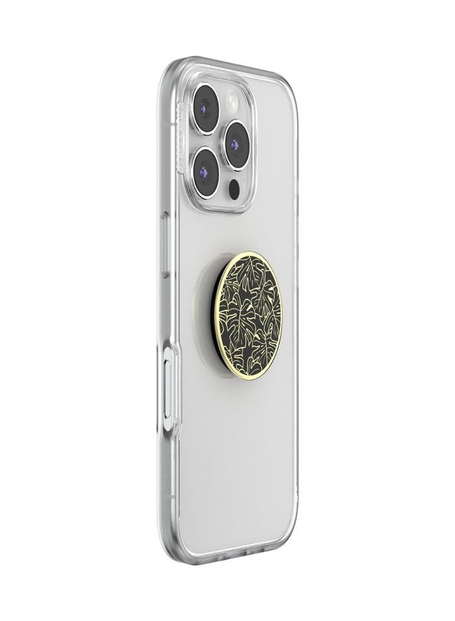 PopSockets Phone Grip with Expanding Kickstand, Adhesive Grip, Enamel - Enamel Monstera Black - Image 3