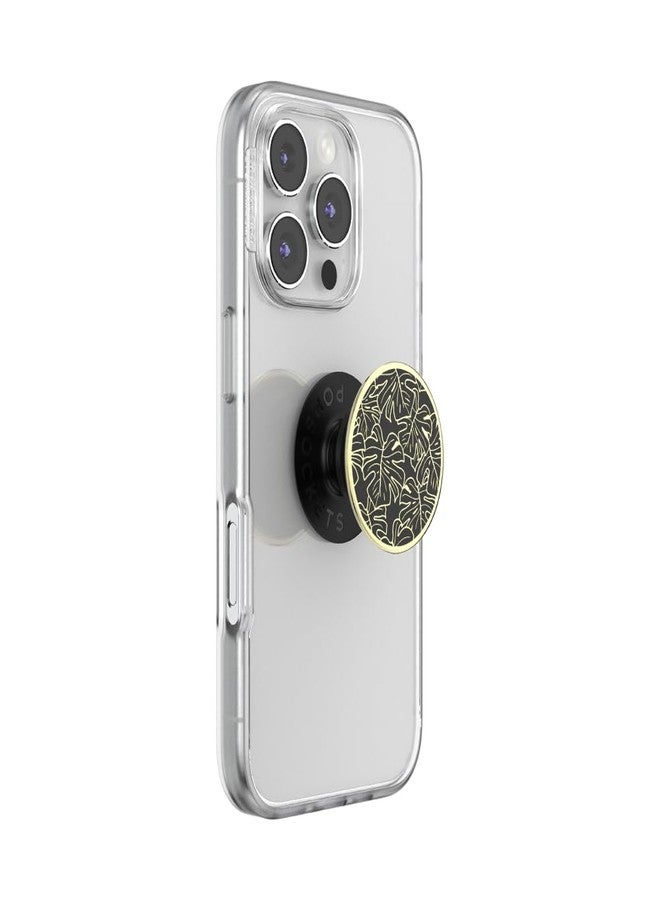 PopSockets Phone Grip with Expanding Kickstand, Adhesive Grip, Enamel - Enamel Monstera Black - Image 2