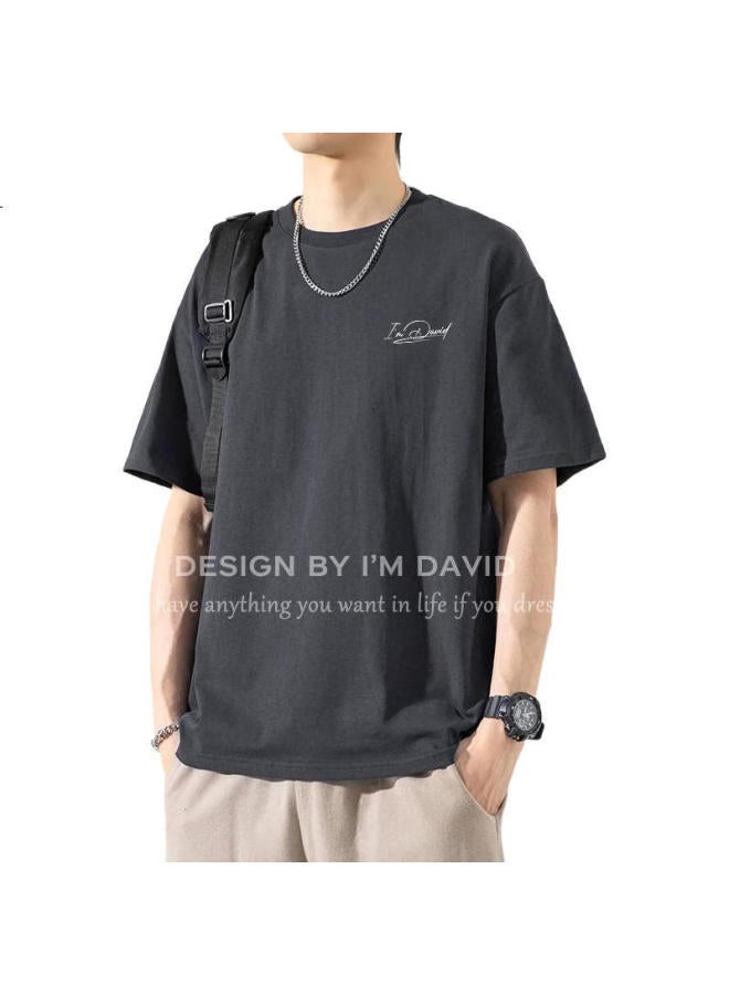 I'M David Men'S Short-Sleeve T-Shirt, Summer American Casual Versatile Top, Student Sports Loose Half-Sleeve Undershirt, White, Xl - Image 3