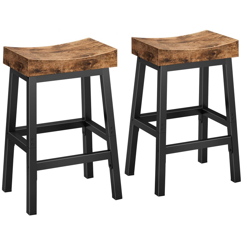 WINAZ Rustic Bar Stools, 24 Inch Barstools Set of 2, Counter Height Stool with Footrest, Wooden Stools for Kitchen Island, Heavy Duty Backless Chair for Dining Table Farmhouse Outdoor - Image 1