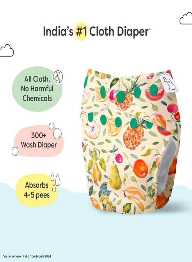 superbottoms UNO Freesize Premium Cloth Diaper for babies (3m-3y) + Organic Cotton Pad | Washable & Reusable 300+ Times | Superior Absorption | Waterproof | Super Soft & Gentle - Fruit-burst, 1 count - Image 2