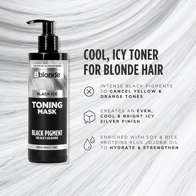 Jerome Russell Bblonde Black Ice Toning Shampoo Cool Icy Toner for Light Blonde Hair SulphateFree Nourishing Formula with Intense Black Pigments for Neutralising Brassiness - Image 2