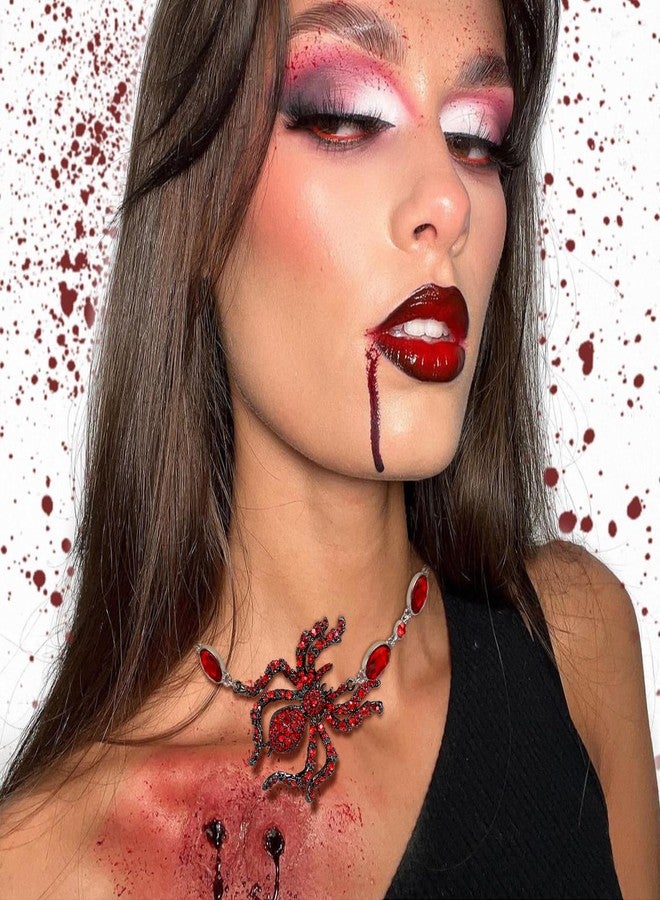 Flyonce Halloween Gothic Spider Necklace for Women, Red Rhinestone Crystal Tarantula Choker Necklaces Vintage Punk Goth Costume Jewelry Accessories for Mystic Vampire Cosplay Party - Image 4
