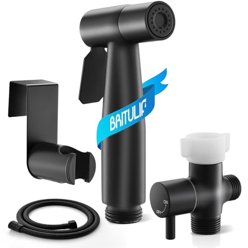 BRITULIF Black Handheld Bidet Sprayer for Toilet Jet Sprayer for Toilet Muslim Shower Adjustable Cloth Diaper Sprayer Bidets Attachment for Toilet Bidet Hose for Feminine WashMatte Black - Image 1