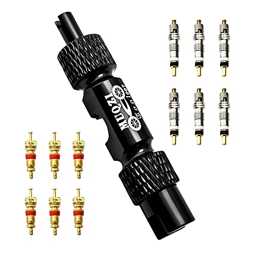 MUQZI Valve Core Remover Tool Kits, Bike Valve Tool for Presta & Schrader, Tire Valve Repair Tool Kit, Including 6PCS Presta and 6PCS Schrader Valve Core, Black - Image 1