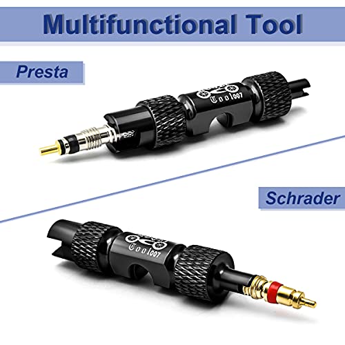 MUQZI Valve Core Remover Tool Kits, Bike Valve Tool for Presta & Schrader, Tire Valve Repair Tool Kit, Including 6PCS Presta and 6PCS Schrader Valve Core, Black - Image 4