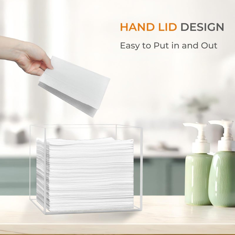 Rolheit Disposable Face Towel Holder, Acrylic Face Towelettes Storage Box for Face Towels, Facial Towel Containers, Makeup Remover Cloth Organizer - Image 4