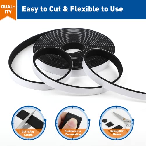 MAGZO Weather Stripping Door Seal, 1/2 Inch Wide X 1/8 Inch Thick Adhesive Foam Tape Soundproof Weatherstripping for Windows, 3 Rolls Total 50FT Black - Image 4